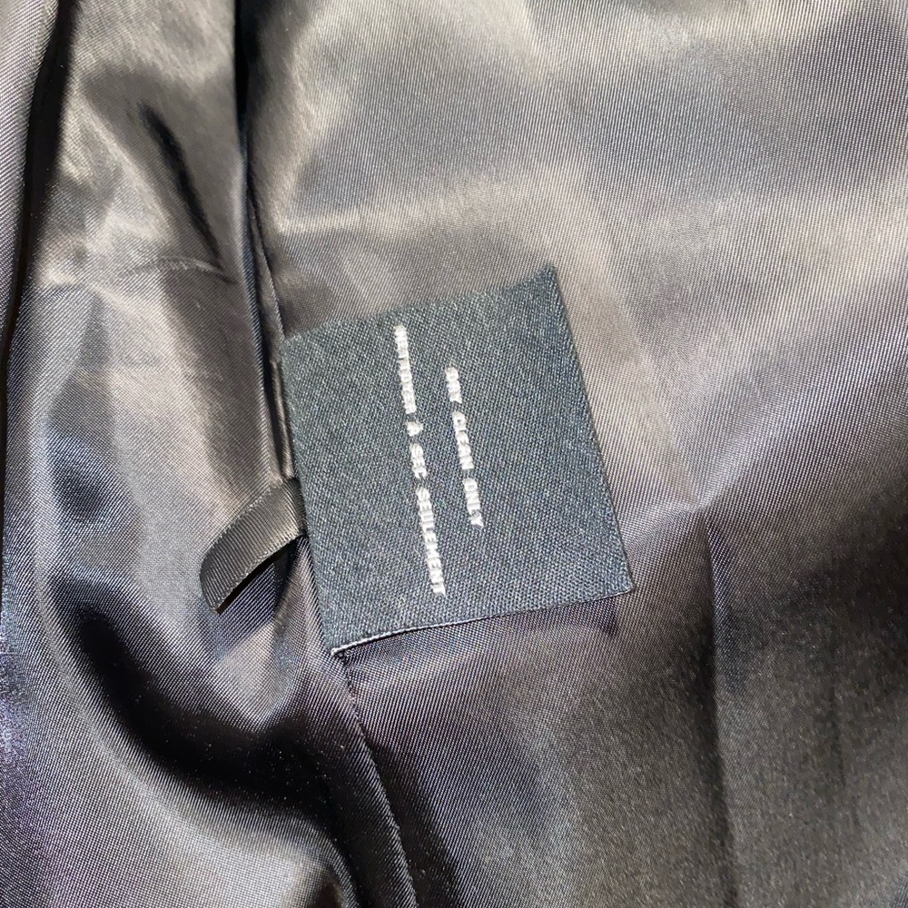 Cole Haan Black Wool & Rabbit Blend Coat StandUp Colar Blue piping detail inside - Picture 5 of 11